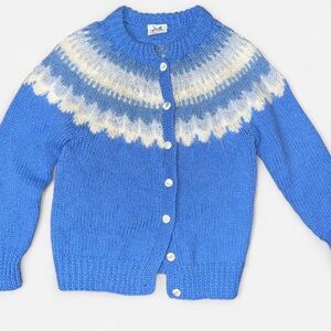 Vintage Danspin Sweater Women’s Small Blue Denmark Pure Wool Cardigan Grandma